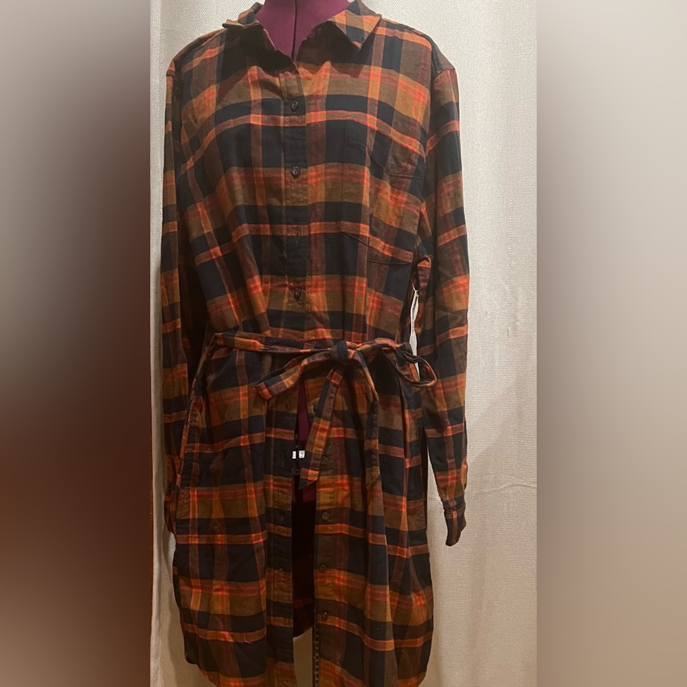 Goodthreads Women's Brushed Flannel Relaxed-Fit Belted Shirt Dress